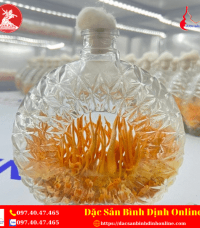 Đông Trùng Hạ Thảo Tươi Cấy Sẵn Trong Chai Rượu